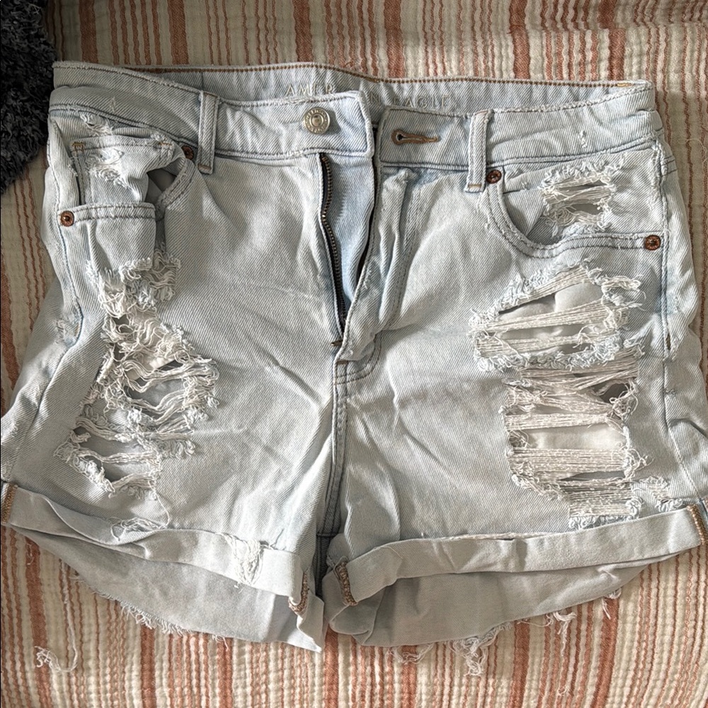 American Eagle Blue Distressed Jean Shorts